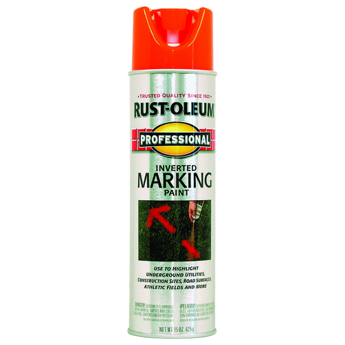 PROFESSIONAL Marking Spray Paint, Flat to Semi-Gloss Finish, Fluorescent Orange, 15 oz - pack of 6