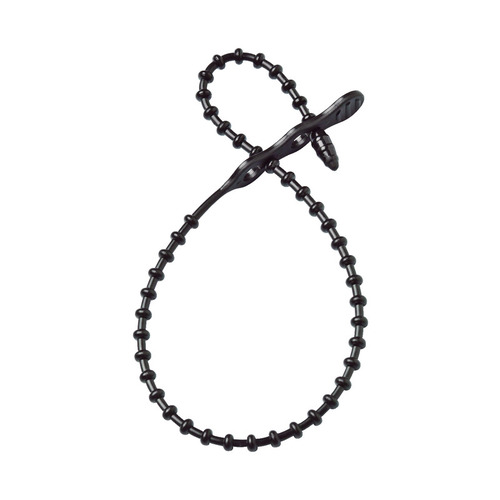 Beaded Cable Tie 8" L Black Black