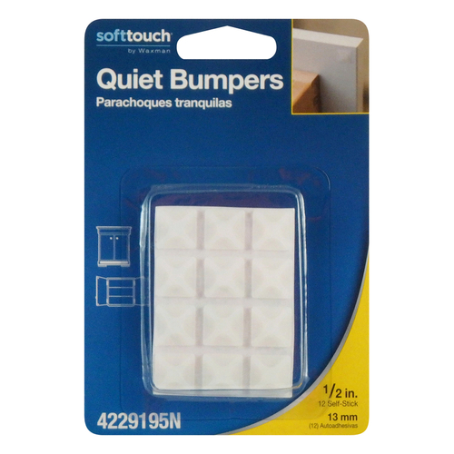 Softtouch 4229195N Bumper Pad Plastic Self Adhesive White Square 1/2" W X 1/2" L White