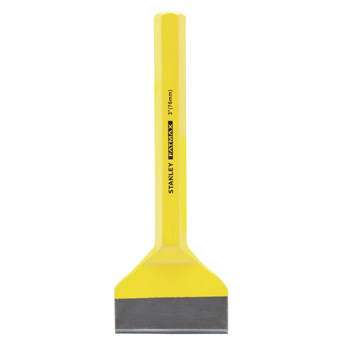 Brick Chisel, 3 in W Blade, 7-1/2 in OAL, Steel Handle Black/Yellow