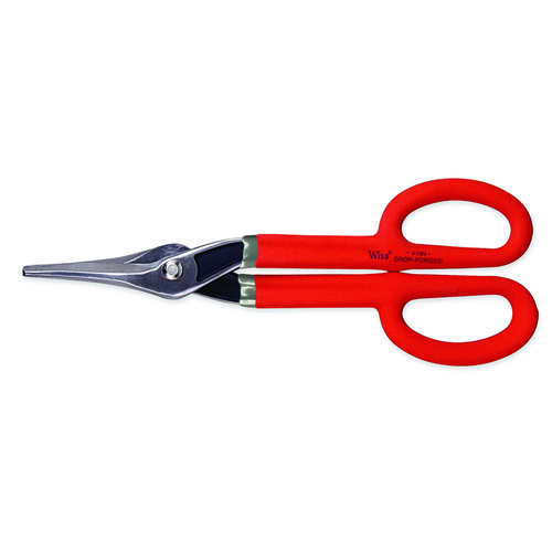 V19N Tinner Snip, 13 in OAL, Compound Cut, Steel Blade, Cushion-Grip Handle, Red Handle
