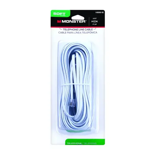 Modular Telephone Line Cable Just Hook It Up 50 ft. L White White