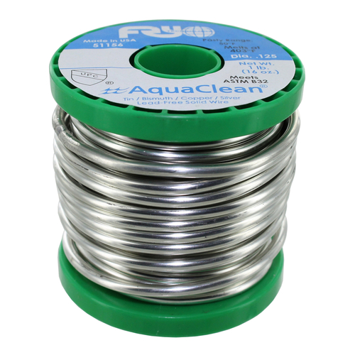 Alpha Fry PH51156 Solid Wire Solder AquaClean 16 oz Lead-Free 0.125" D Tin/Bismuth/Copper/Silver