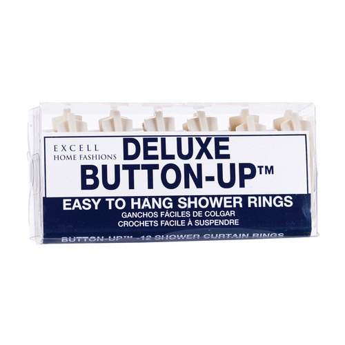 Shower Curtain Rings Deluxe Button-Up Beige Plastic Beige