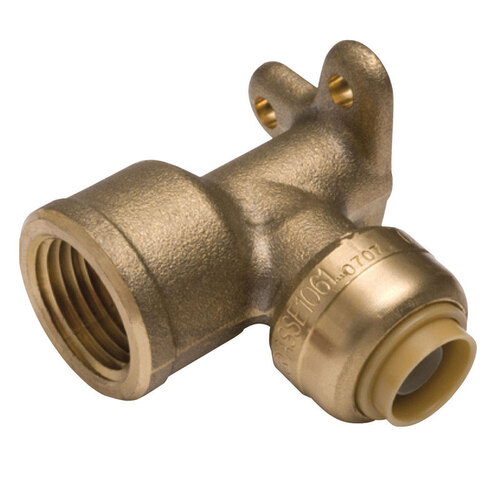 Drop Ear Elbow 3/8" Push T X 1/2" D FPT Brass