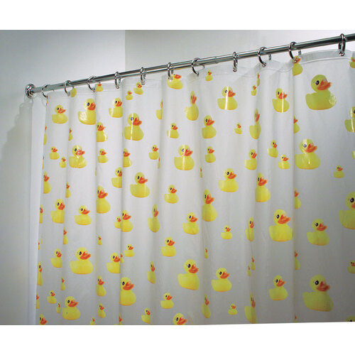 iDesign 26480-XCP2 Shower Curtain 72" H X 72" W Frost Ducks Vinyl Frost - pack of 2