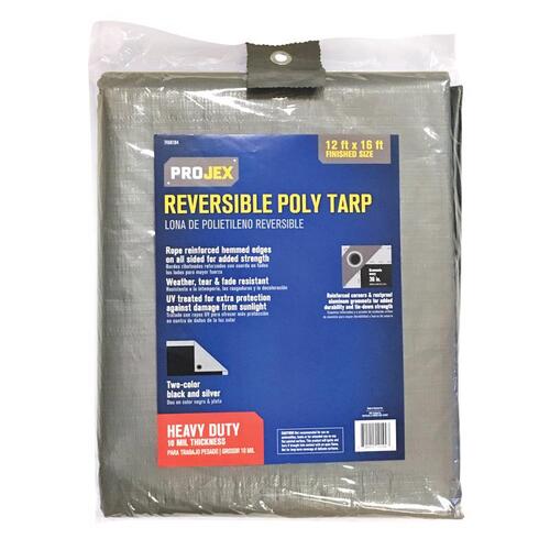 Reversible Tarp 12 ft. W X 16 ft. L Heavy Duty Polyethylene Black/Silver Black/Silver