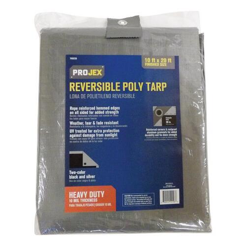 Projex Projsb1020 Reversible Tarp 10 Ft W X 20 Ft L Heavy Duty Polyethylene Blacksilver Black 6613