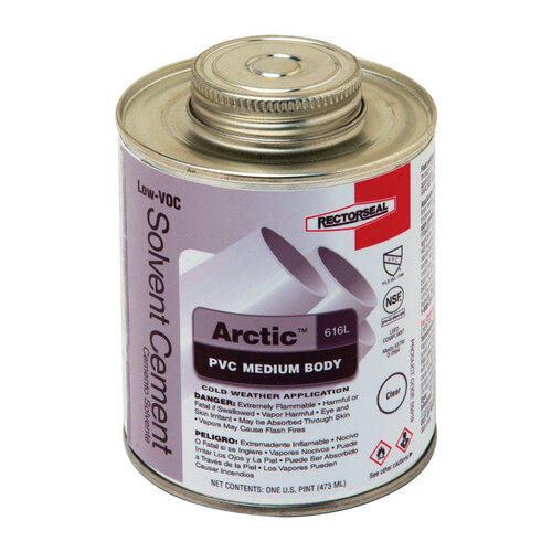 Solvent Cement Arctic Clear For PVC 16 oz Clear