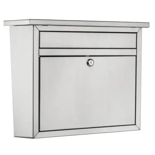 Architectural Mailboxes 2417PS-10 Mailbox Maya Stainless Steel Wall Mount Silver Powder Coated