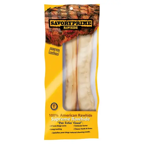 Savory Prime 22160 Rawhide Bone All Size Dogs Adult Beef 10" L Pair