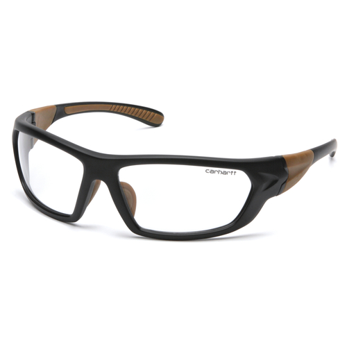 CARHARTT CHB210DT Safety Glasses Carbondale Anti-Fog Clear Lens Black/Tan Frame