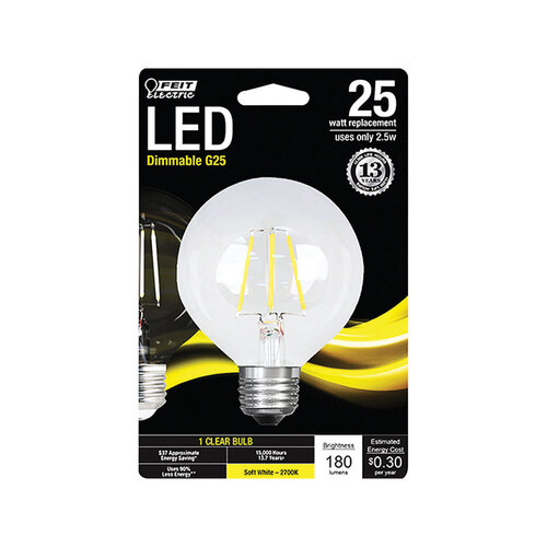 LED Bulb G25 E26 (Medium) Soft White 25 Watt Equivalence Clear