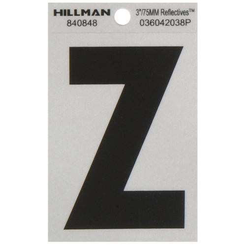 Letter 3" Reflective Black Vinyl Self-Adhesive Z