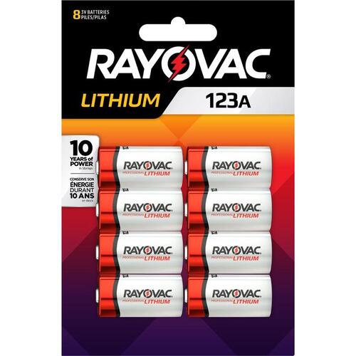 Rayovac RL123A-8TG Camera Battery Lithium 123A 3 V 123A