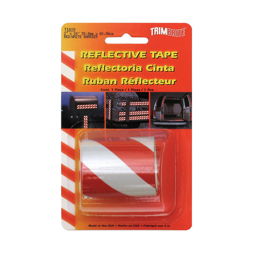 Trim Brite T1809 Reflective Tape 2" W X 24" L Red/White Red/White