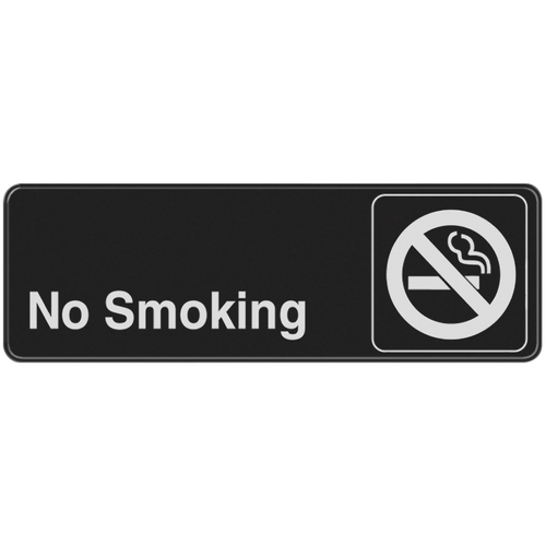 Plaque English Black No Smoking 3" H X 9" W - pack of 6