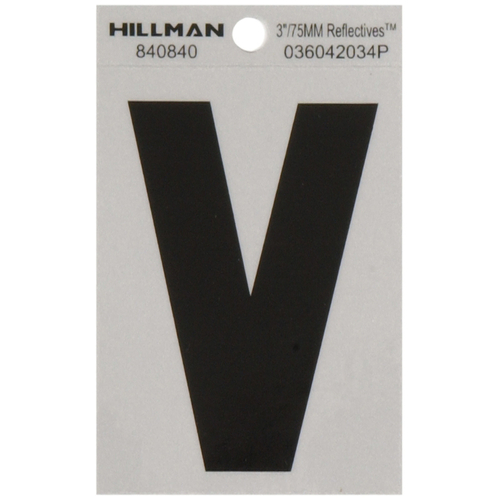 Letter 3" Reflective Black Mylar Self-Adhesive V