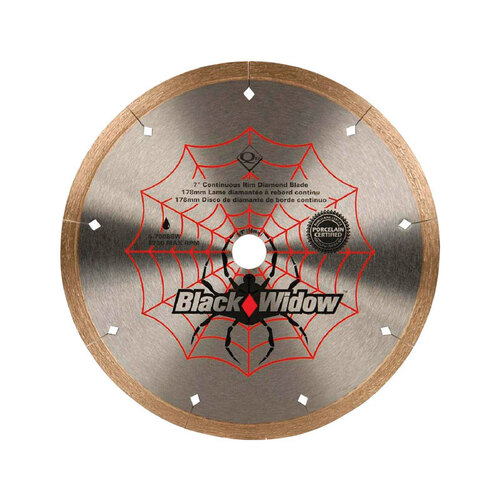 Continuous Rim Diamond Saw Blade Black Widow 7" D X 5/8" S Steel