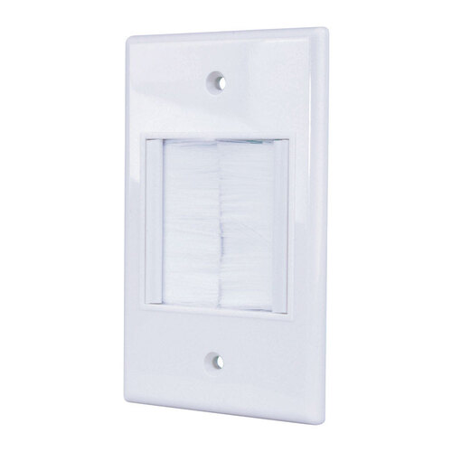 Brush Wall Plate Just Hook It Up White 1 gang Plastic Home Theater White
