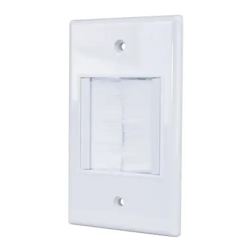 Brush Wall Plate Just Hook It Up White 1 gang Plastic Home Theater White