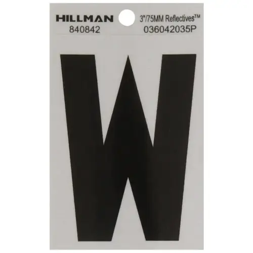 Letter 3" Reflective Black Mylar Self-Adhesive W - pack of 6