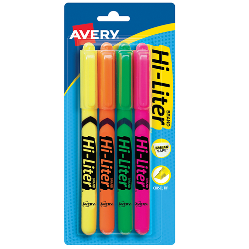 Avery 23545 Highlighter Hi-Liter Neon Color Assorted Chisel Tip