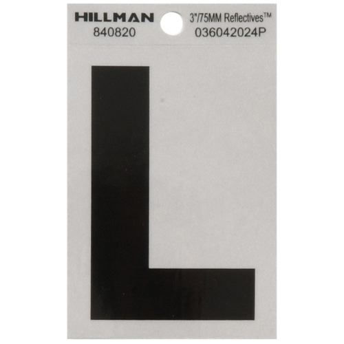 Letter 3" Reflective Black Vinyl Self-Adhesive L