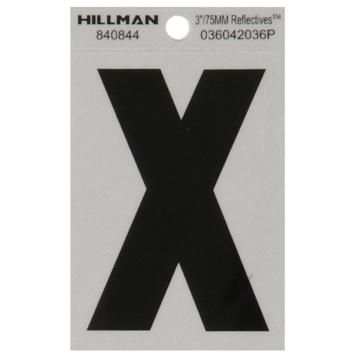 Letter 3" Reflective Black Vinyl Self-Adhesive X