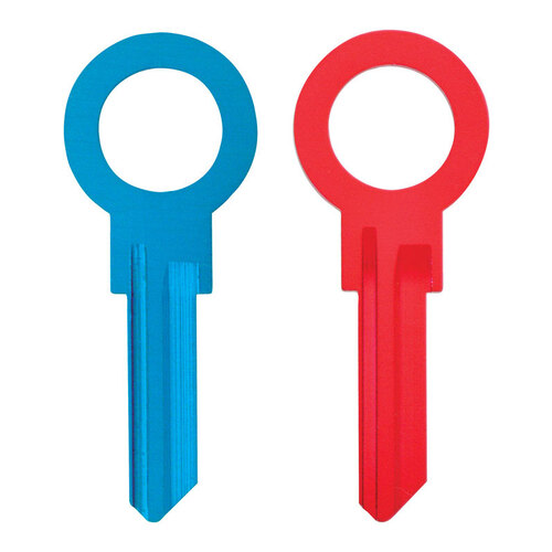 Universal Key Blank Zero Gravity House/Padlock Double Blue/Red