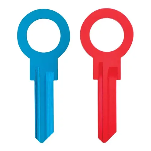 Universal Key Blank Zero Gravity House/Padlock Double Blue/Red