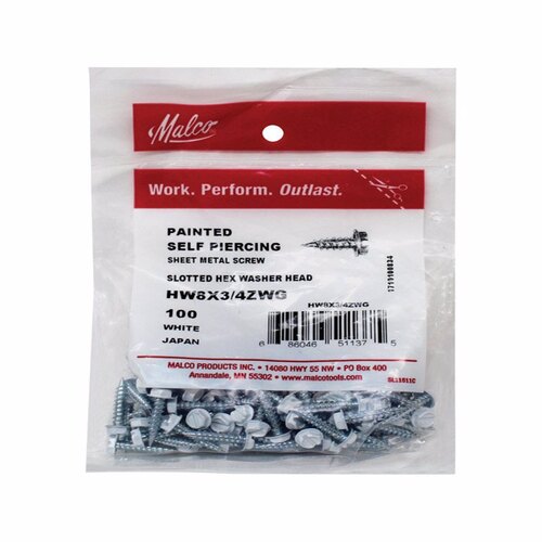 Supplies Depot: Malco HW8X3/4ZWG #8 x 3/4 inch White Screws