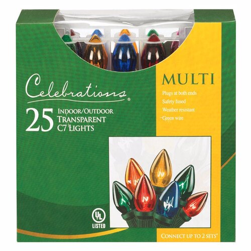 Celebrations B42U4211 Christmas Lights Incandescent C7 Multicolored 25