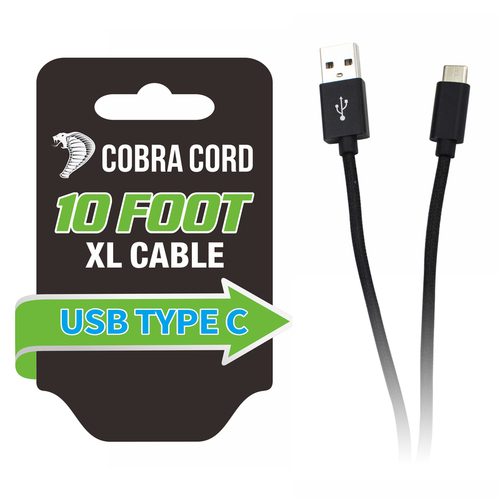 Diamond Visions 01-2646 Charging Cable Cobra Cord USB Type C Black