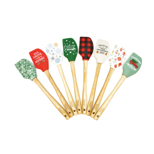 Krumbs Kitchen XKKSPT24-XCP24 Christmas Spatula Assorted Silicone Assorted - pack of 24