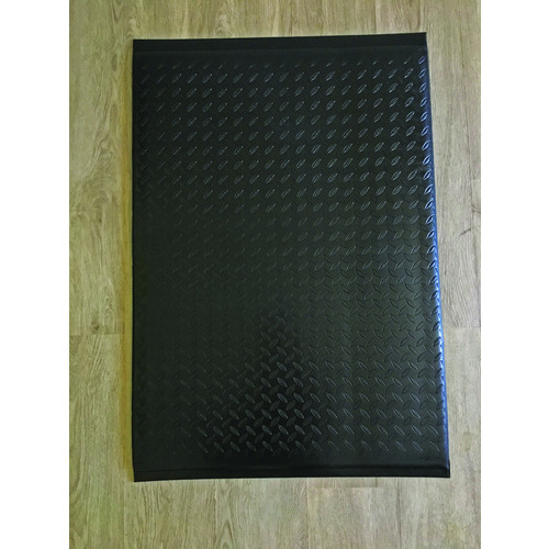 Anti Fatigue Mat Diamond 33" L X 24" W Black Foam/Vinyl Black