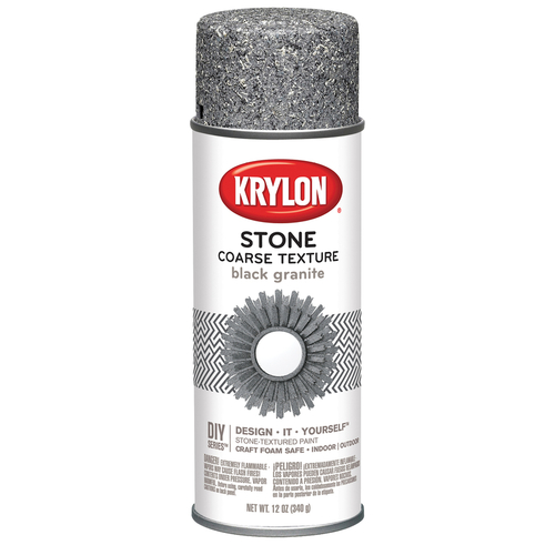 KRYLON 18201 Texture Spray Stone Coarse Black Granite 12 oz Black Granite