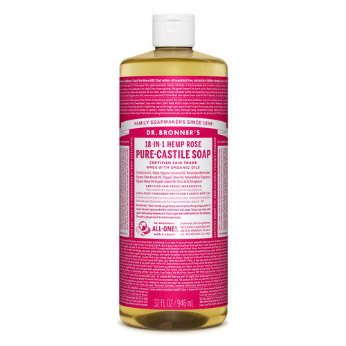 Dr. Bronner's OLRO32-XCP12 Pure-Castile Liquid Soap Dr. Bronner's Organic Rose Scent 32 oz - pack of 12