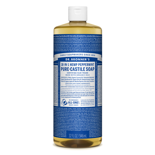 Dr. Bronner's OLPE32 Pure-Castile Liquid Soap Dr. Bronner's Organic Peppermint Scent 32 oz