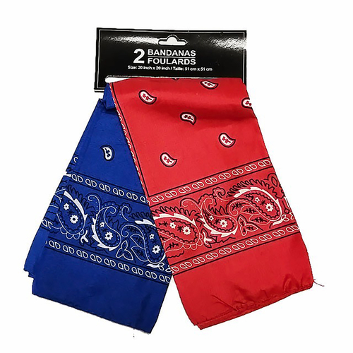 Starr Design Group STARRBANDANA-XCP24 Bandana Set Paisley Red and Blue Red and Blue - pack of 24 Pairs