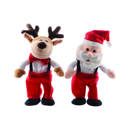 Decoris 548684-XCP12 Indoor Christmas Decor Red/White Dancing Reindeer or Santa Red/White - pack of 12