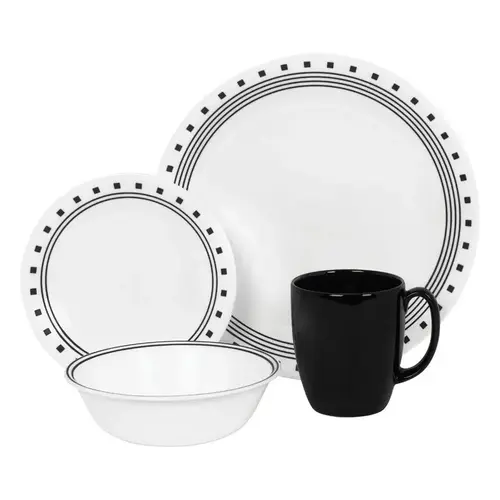 Corelle 1074208 Dinnerware Set White Stoneware City Block White