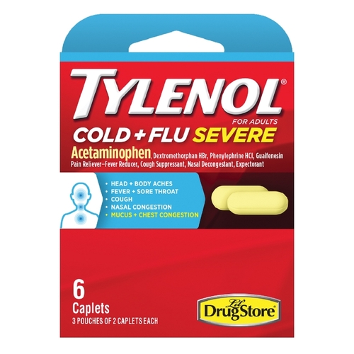 Extra Strength Acetaminophen Cold and Flu Severe Yellow 6 ct Yellow - pack of 6