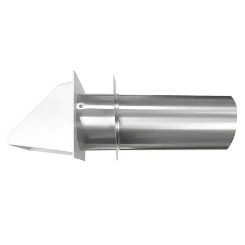 Dryer Vent Hood, 5-3/4 in W Hood, 4-1/2 in H Hood, 4 in Duct, Plastic Hood Bright