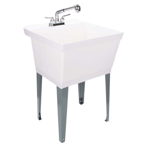 Tehila 040 US6000 Utility Sink 22.875" W X 23.5" D Freestanding Thermoplastic White