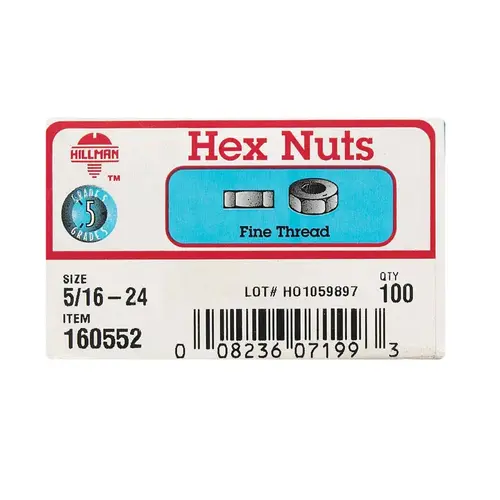 Hex Nut 5/16" Zinc-Plated Steel SAE Zinc-Plated