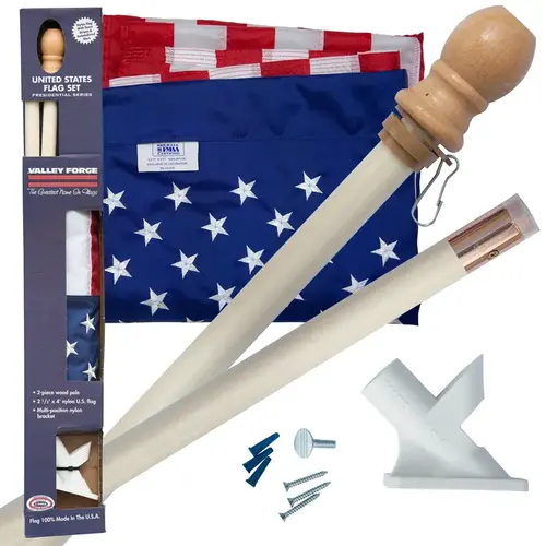 2.5 Ft. x 4 Ft. Nylon American Flag & 5 Ft. Pole Kit Multicolored