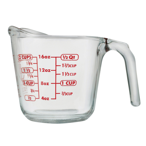 Measuring Cup 2 cups Glass Clear/Red Clear/Red