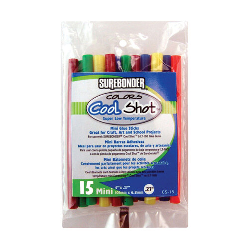 Surebonder CS-15VC Mini Glue Sticks 0.3" D X 4" L Cool Shot Assorted Colors Assorted Colors