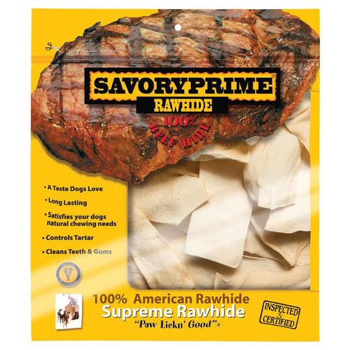 Savory Prime 045 Rawhide Chips All Size Dogs All Ages Natural 6" L